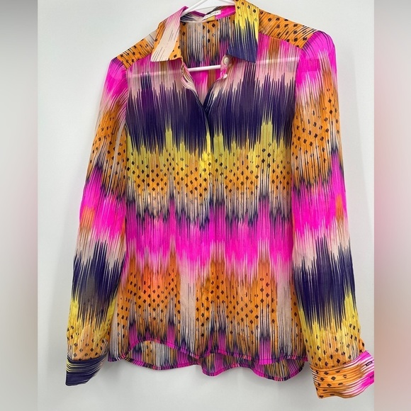 LEIFSDOTTIR ANTHROPOLOGIE Women's Sani Neon Silk Blouse US 0 - Picture 1 of 5